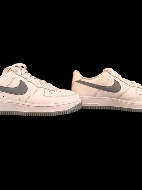 Nike Air Force 1 Low Women's Sneakers - White with Gray Swoosh - Picture 2 of 6